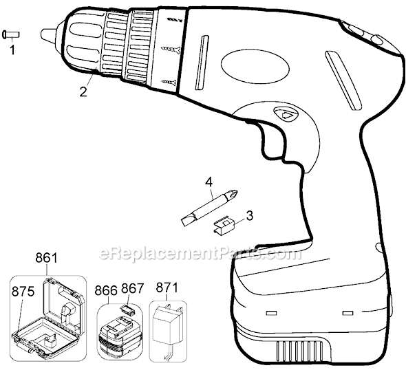 Page A Diagram and Parts List for HP1800 Type 1 Black and Decker Electric Drill